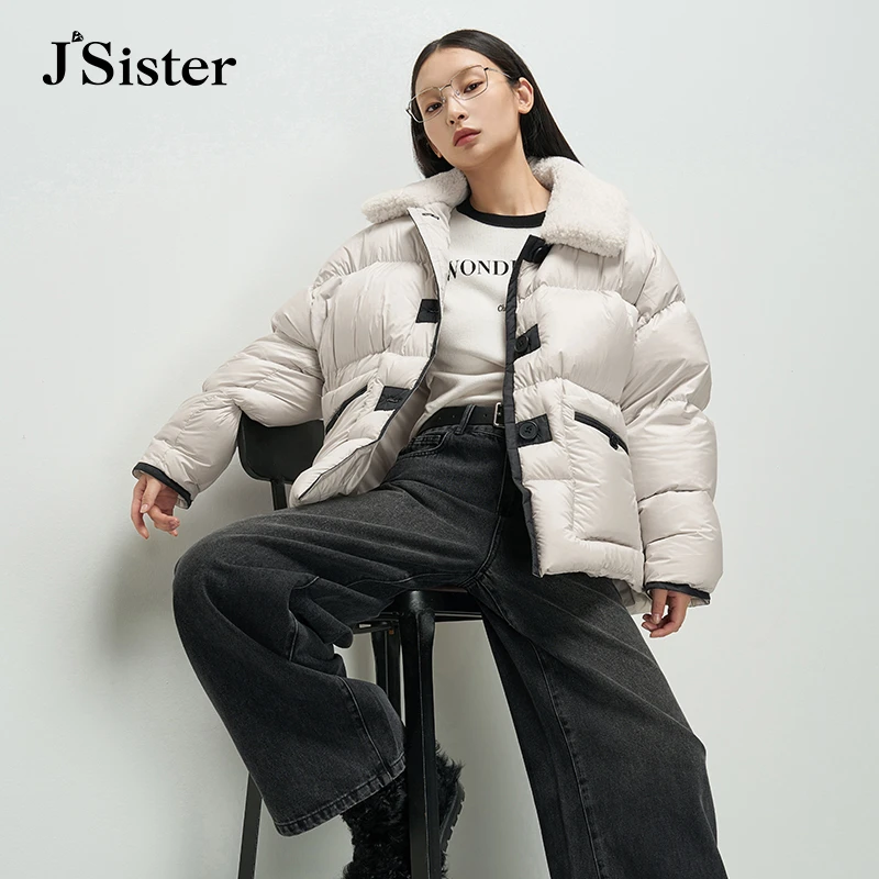 Jsister秋冬新款JS白鸭绒羽绒服热力感防寒外套