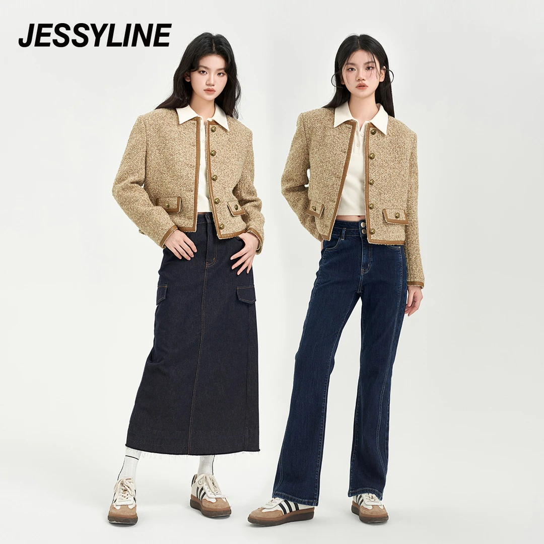 jessyline 新款杰茜莱美拉德穿搭毛呢外套优雅小香风通勤