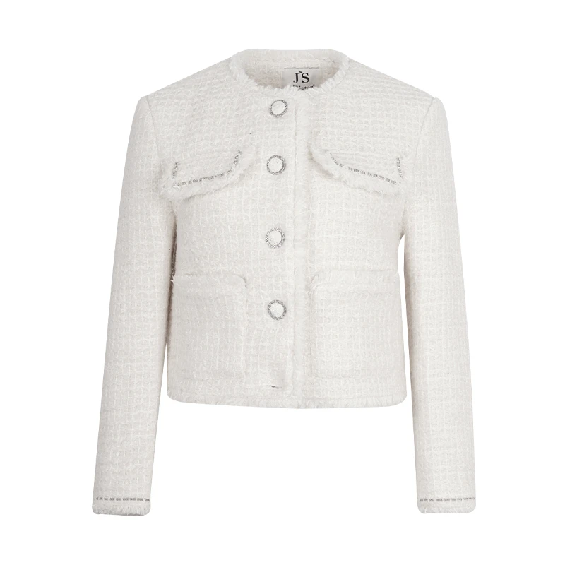 jsister 秋季新款 JS女装时尚白色小香风流行外套 S344107358