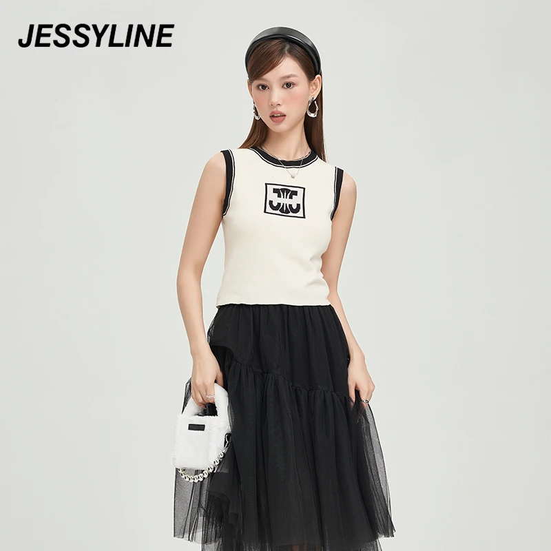 jessyline杰茜莱款修身针织衫短款背心女设计师ins穿搭