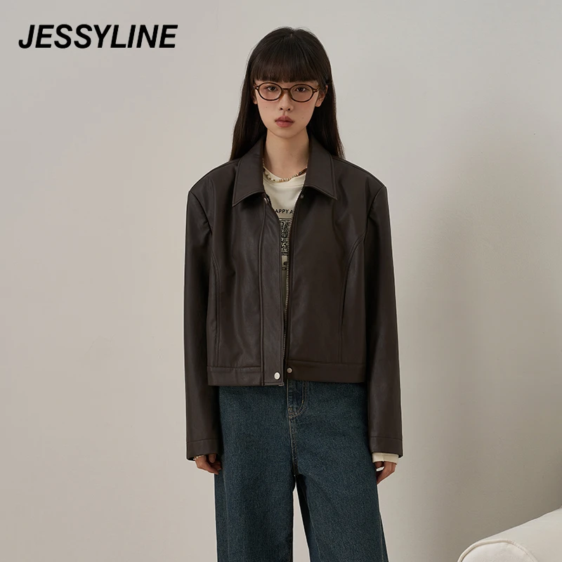 jessyline2025早春新款 杰茜莱纯色百搭短款外套女 433107186
