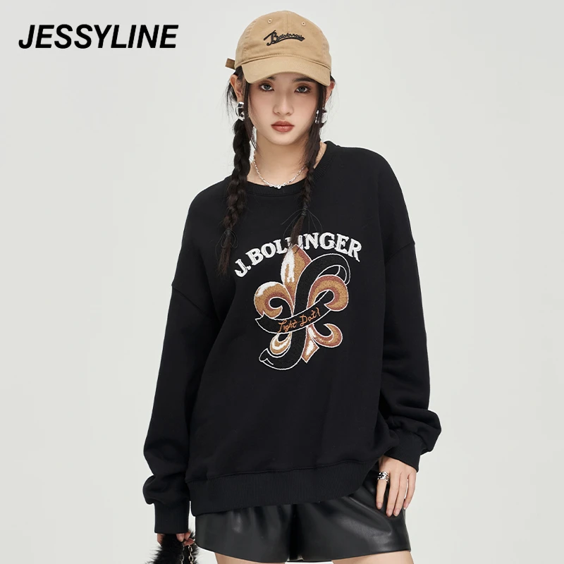 jessyline秋季新款女装 杰茜莱宽松套头显瘦卫衣女 341103253