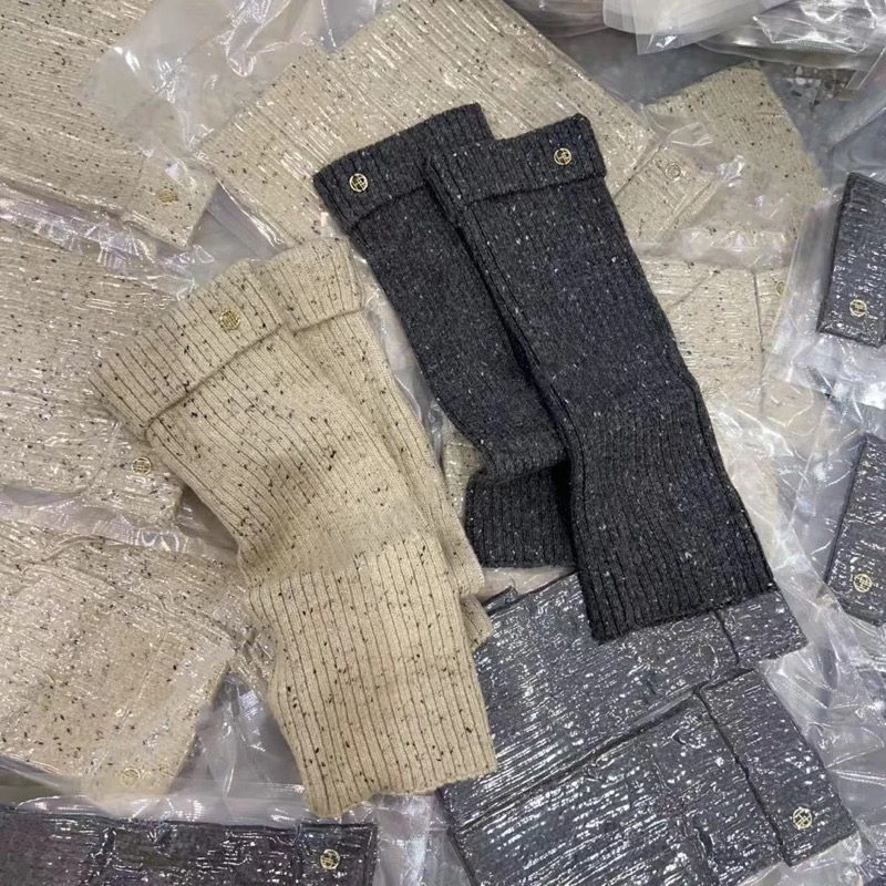 韩国老板娘腿套 - 点点羊毛堆堆袜套秋冬深灰ins潮流翻边小腿袜女