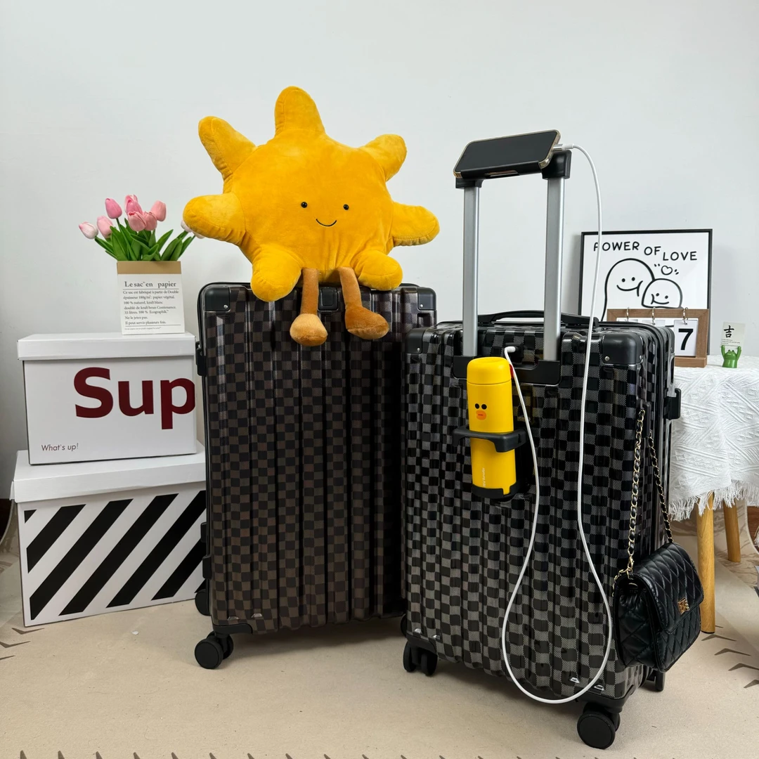 【棋盘格】复古风行李箱拉杆行李箱密码箱旅行箱登机箱密码箱拉杆箱