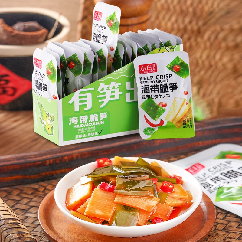 小白日记海带脆笋片香辣味笋子开袋即食独立包装解馋休闲海带零食