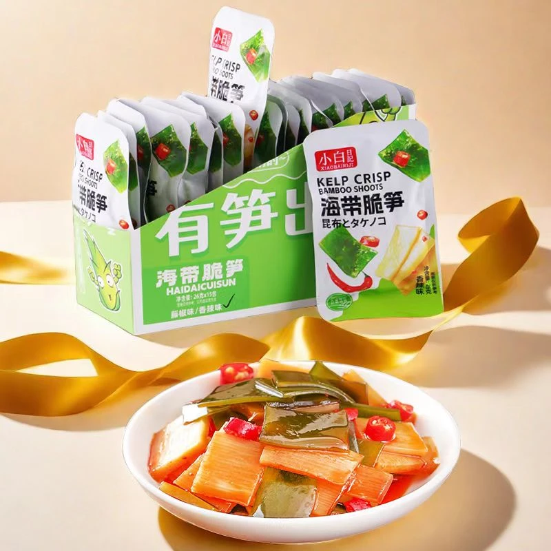 小白日記海带脆笋香辣爽脆独立包装新鲜竹笋开袋即食美味追剧零食