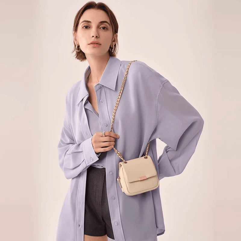 ELLE25新款包包斜挎马鞍包小方包通勤百搭单肩包手提包24481