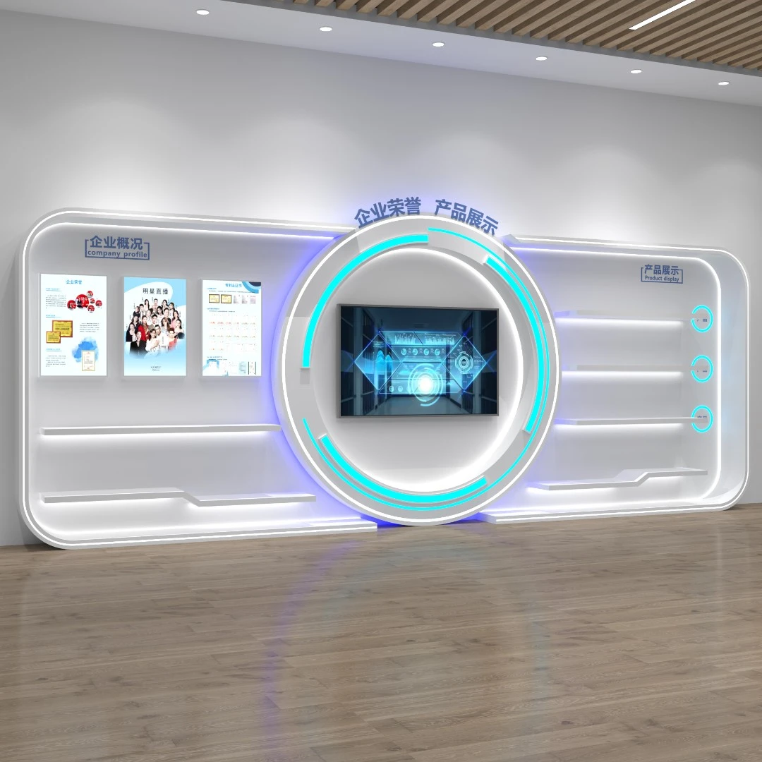 公司展厅展示柜合格荣誉证书柜奖杯奖牌专利公司文化墙展示柜优选