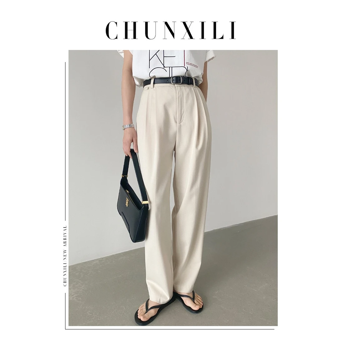 CHUNXILI/小众设计款极简风西装裤夏季百搭显瘦长裤K23018
