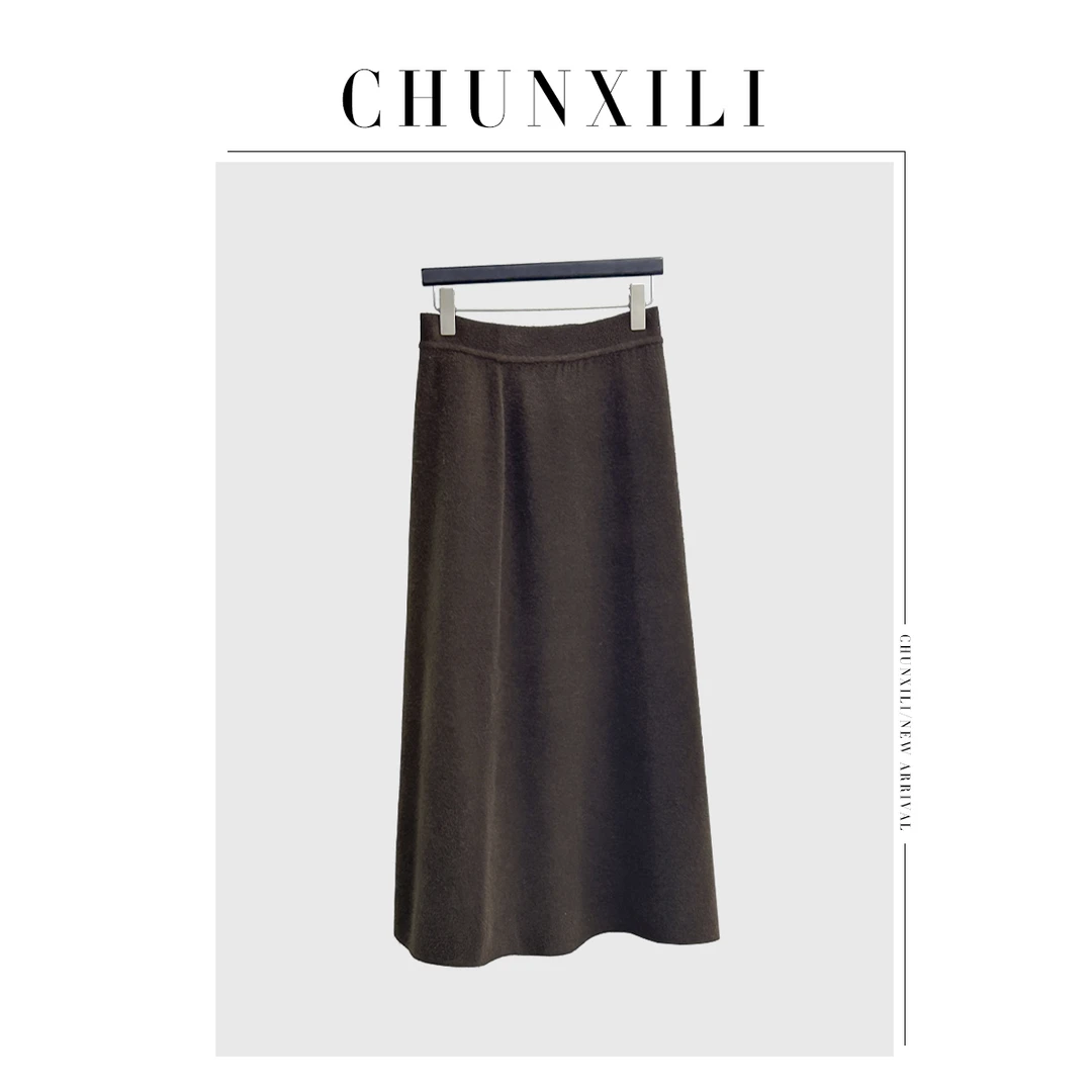 CHUNXILI/轻奢半身裙 秋冬休闲气质优雅针织裙子BX233111