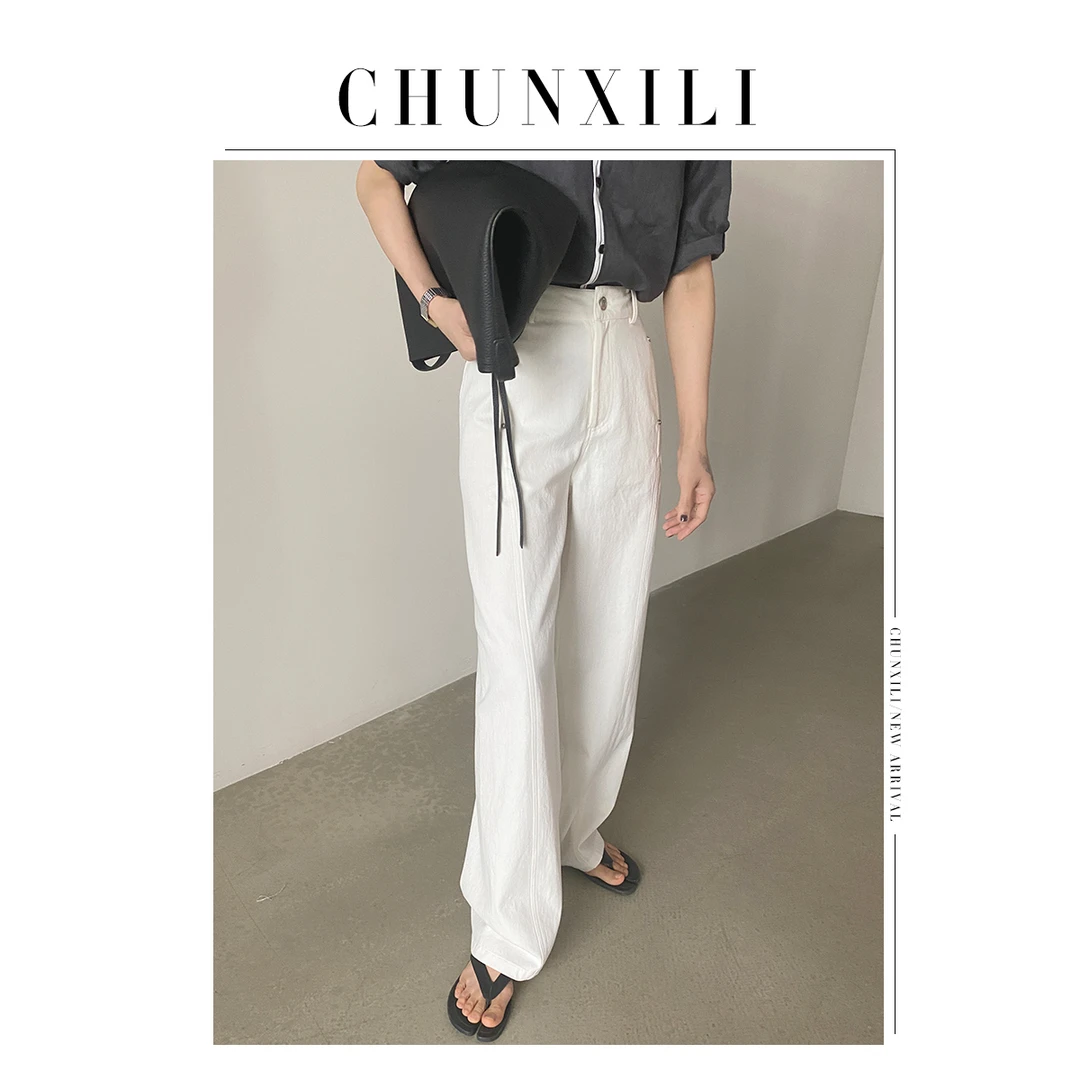 CHUNXILI/分割棉麻长裤 夏季休闲百搭阔腿休闲裤高腰K23082