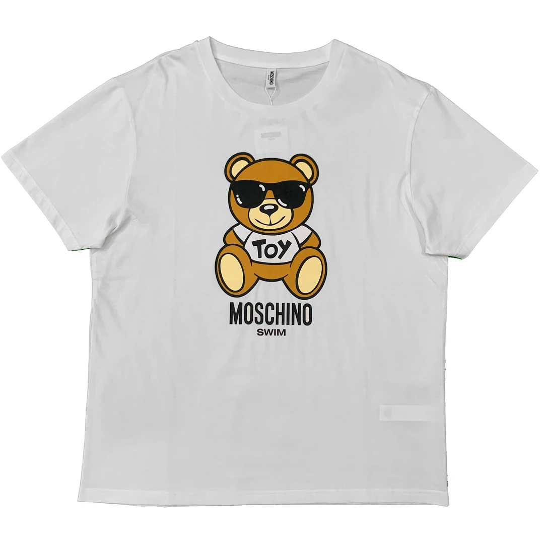 99新 MOSCHINO 墨镜小熊toy印花宽松短袖圆领情侣男女款纯棉黑白