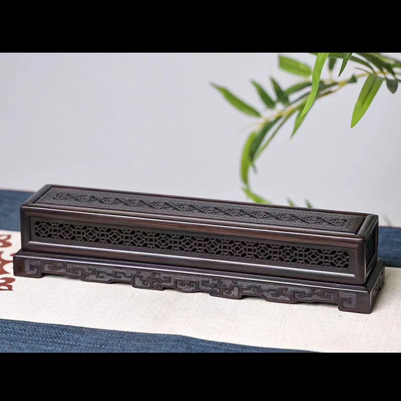 紫光檀木质卧香盒室内沉香檀香熏香炉镂空线香盒茶室摆件