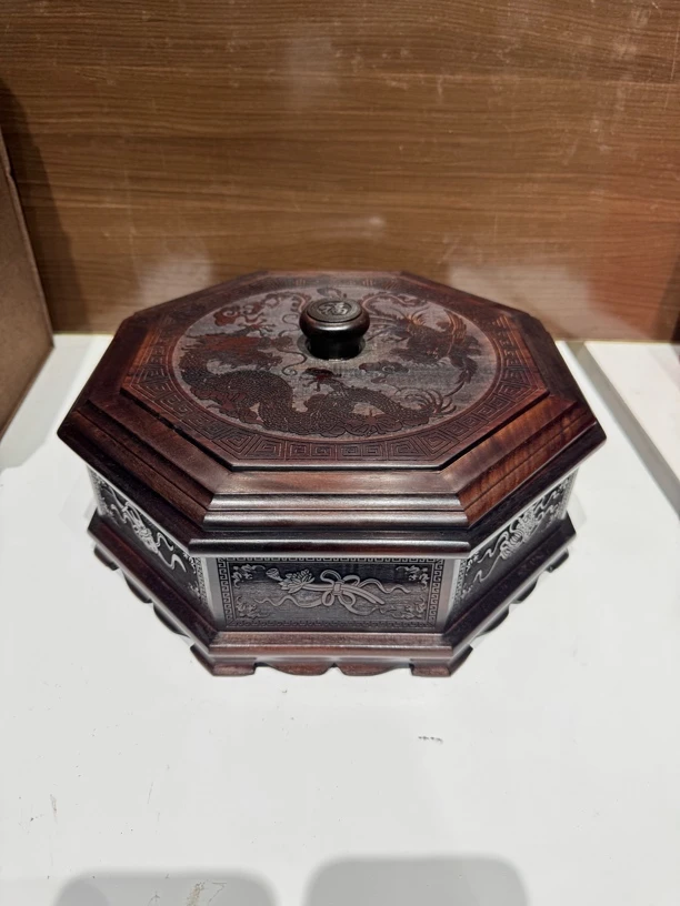 大红酸枝龙凤呈祥果盘