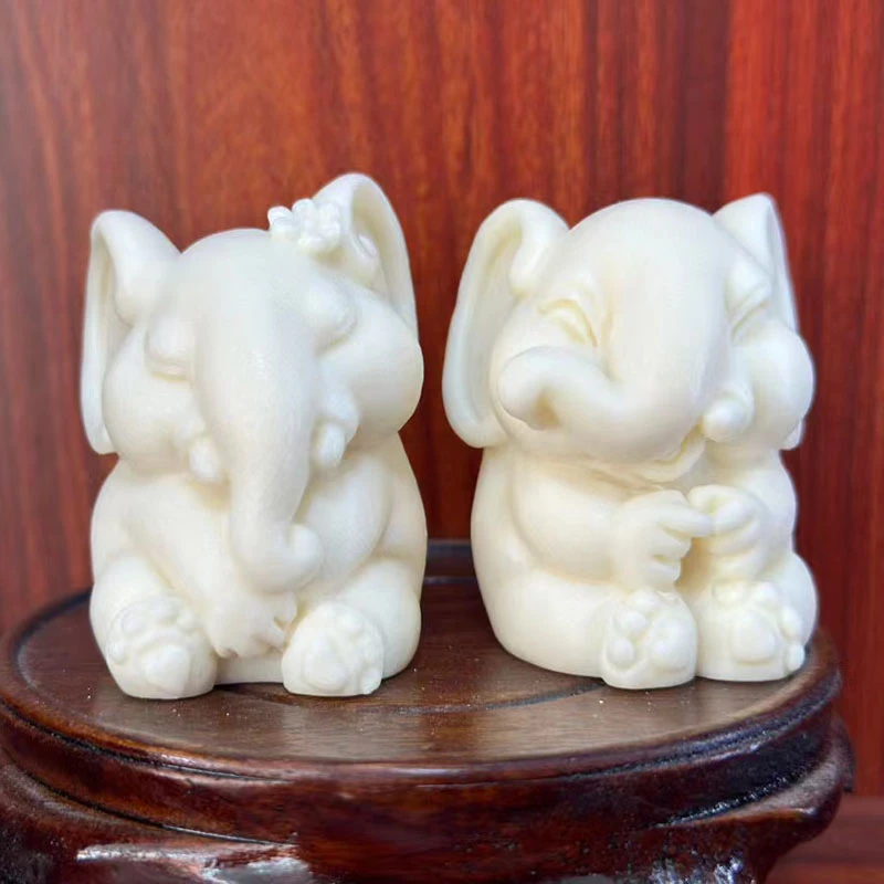 象牙果娇羞象害羞象摆件鱼缸造景情侣吉祥象文玩桌面装饰工艺品