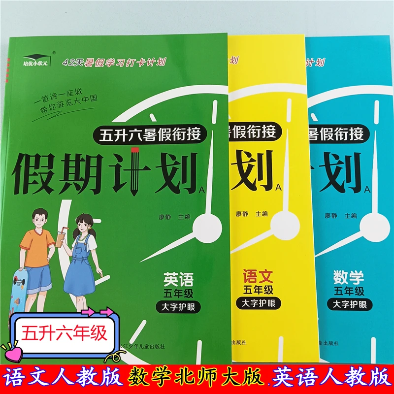 北师大版暑假衔接练习册五升六暑假预复习一本通语文数学暑假作业