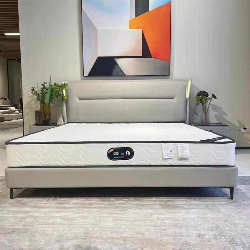 ST130#时尚轻奢简约主卧智能带灯皮床软包实木床现代简约床