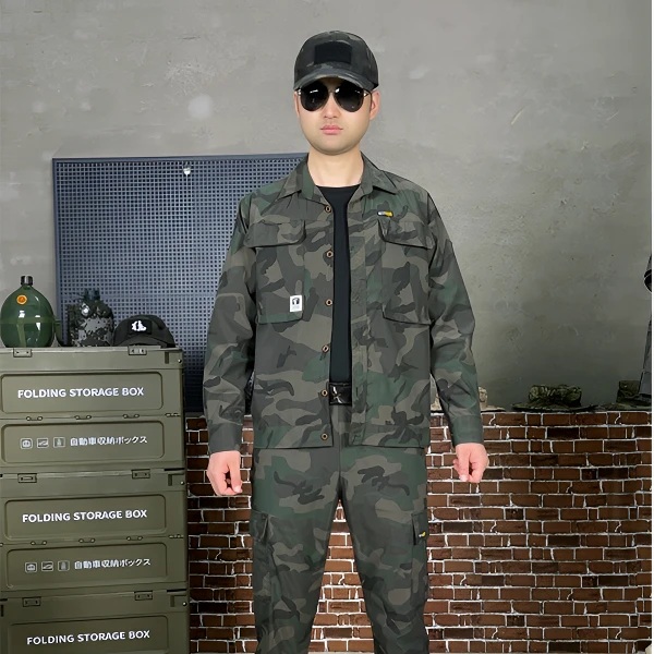 夏季单上衣 薄款轻薄清凉透气宽松迷彩服男工作工装耐磨休闲户外