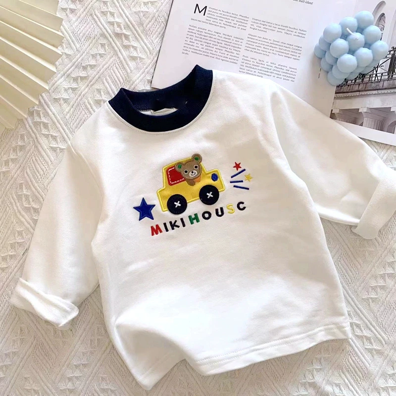 男童春季新款长袖T恤 日系儿童宝宝圆领可爱小车休闲上衣童装