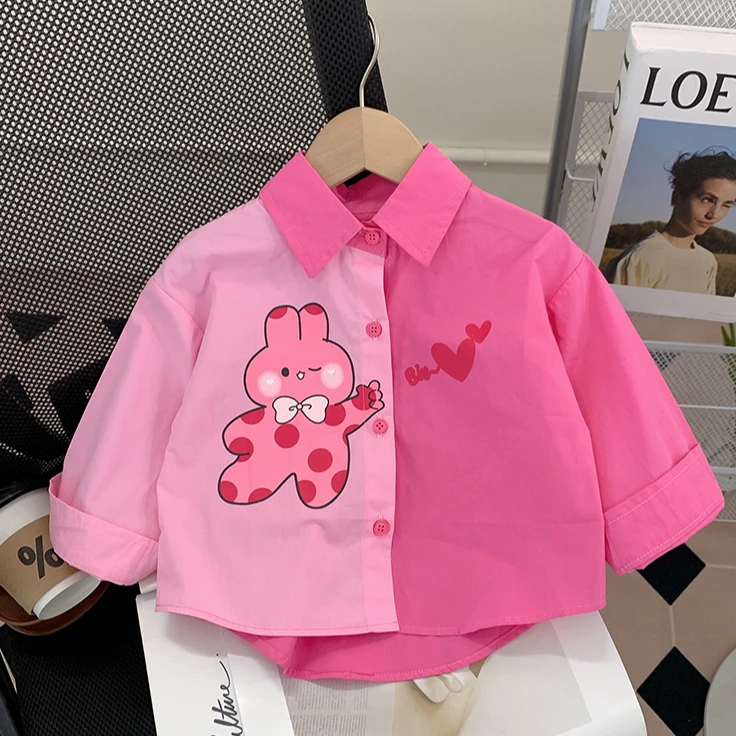 女童衬衫春装2025新款洋气宝宝长袖衬衣儿童春秋外套时髦上衣春季