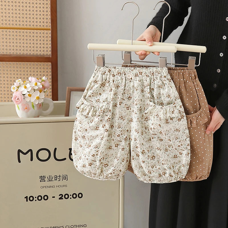 女童碎花裤子薄款夏季新款女宝宝灯笼裤儿童休闲中裤宽松裤子外穿