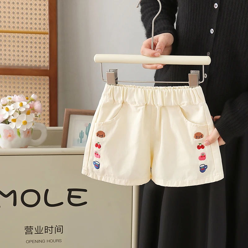 女宝宝可爱卡通刺绣短裤夏季新款韩版童装女童休闲裤外穿裤子薄款