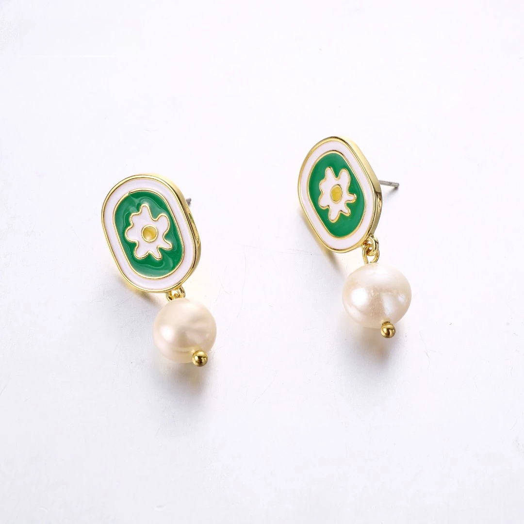 铜合金珐琅耳饰  【M·D】英·绿色珐琅高级感耳环 CX07XIPC-26948