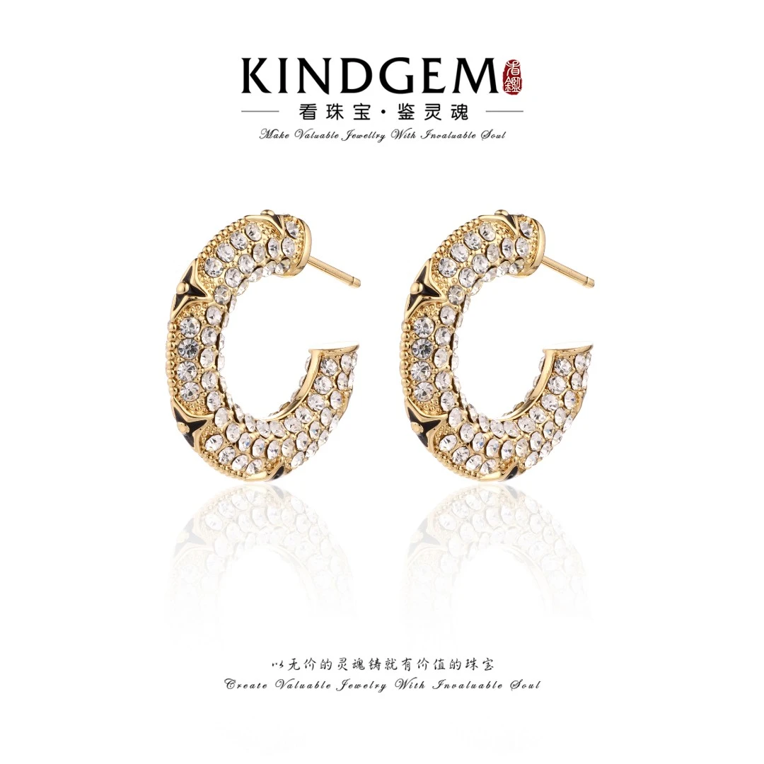 铜合金锆石耳饰 小众时尚百搭精致氛围感耳环AW184XQEC-28404