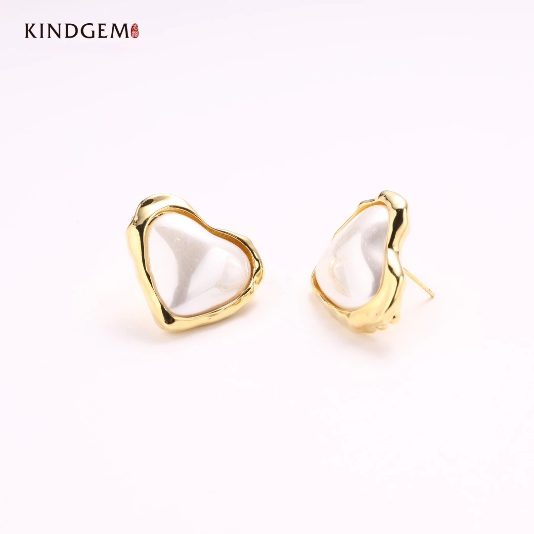 铜合金仿珍珠耳饰 【RUCHINE】美·爱心耳环 CI78XKKC-23564