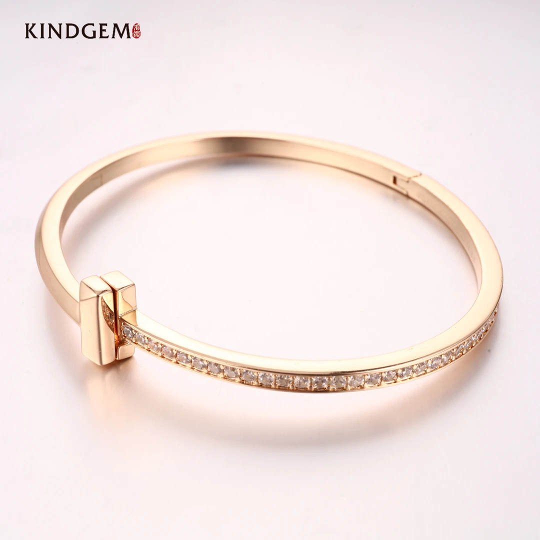 合金合成锆石手镯 【V金版本】个性轻奢时尚百搭镶嵌手镯 C-29962