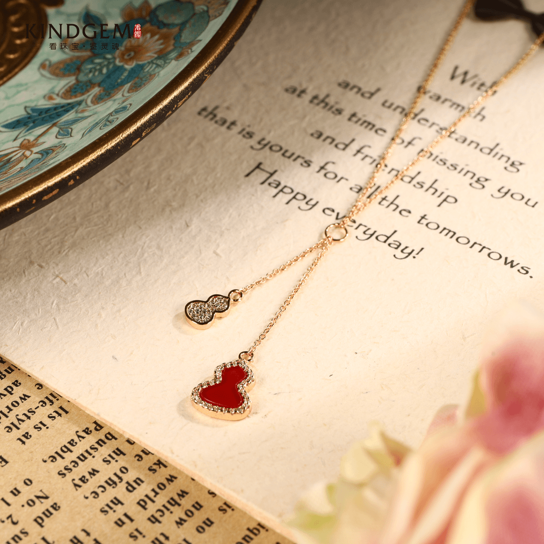 铜合金项链 气质百搭高级感简约红色葫芦坠链项链（42cm） C-28690