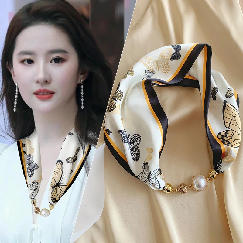 丝巾女款爆款2023新款女士小丝巾洋气上档次的丝巾高档磁扣方巾