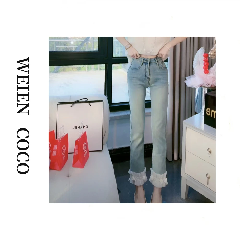 【薇恩COCO】高端牛仔裤高腰直筒裤时尚百搭弹力休闲冬季 K2817