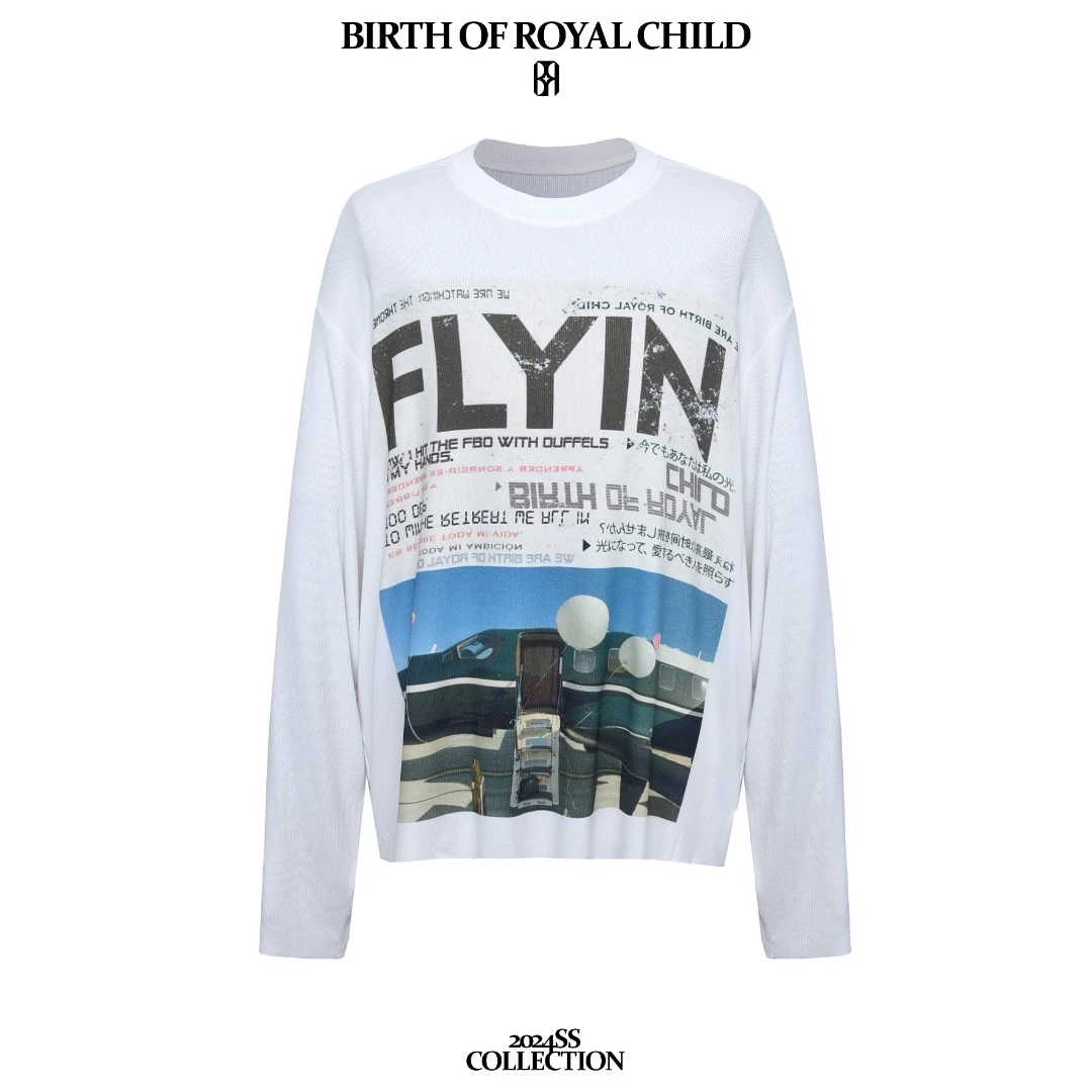 BIRTH OF ROYAL CHILD BORC私人飞机长袖舒适印花百搭宽松vintage