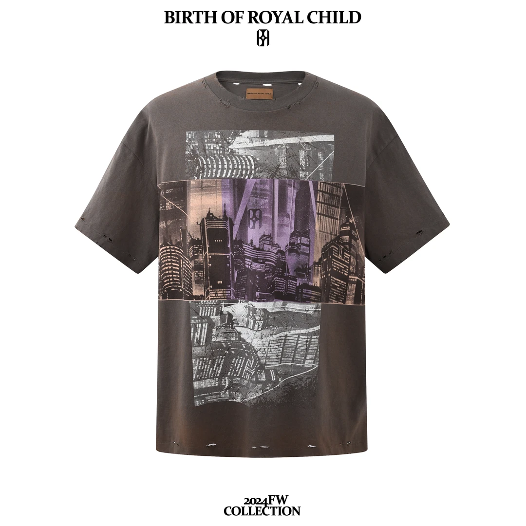 BIRTH OF ROYAL CHILDBORC 阿基拉破坏印花TeeT恤vintage做旧
