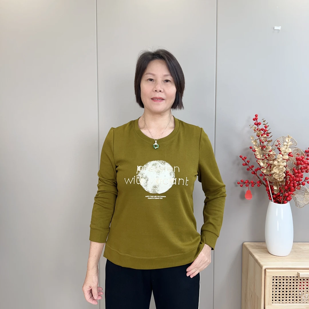 2024秋季新款减龄妈妈卫衣圆领长袖休闲时尚百搭女士秋冬针织