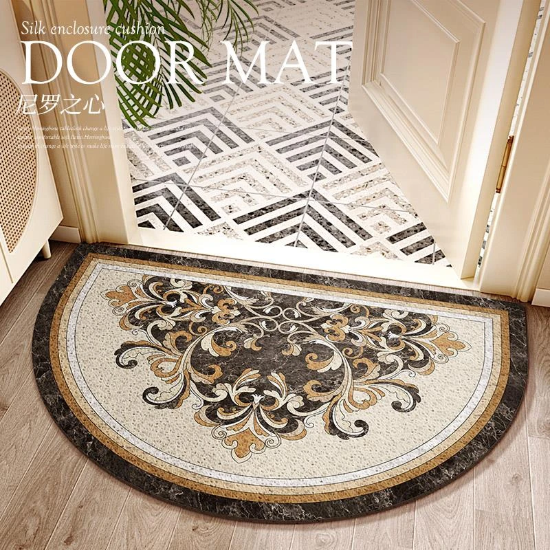 美式卫生间半圆丝圈地垫入户门户进门垫子大门口脚垫欧式地毯感