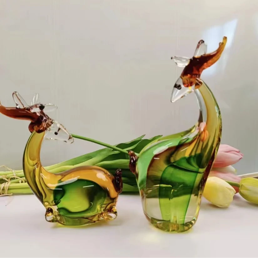 淄博非遗手工琉璃“高官厚禄”“一鹿有你”送礼优选，花器家居摆件