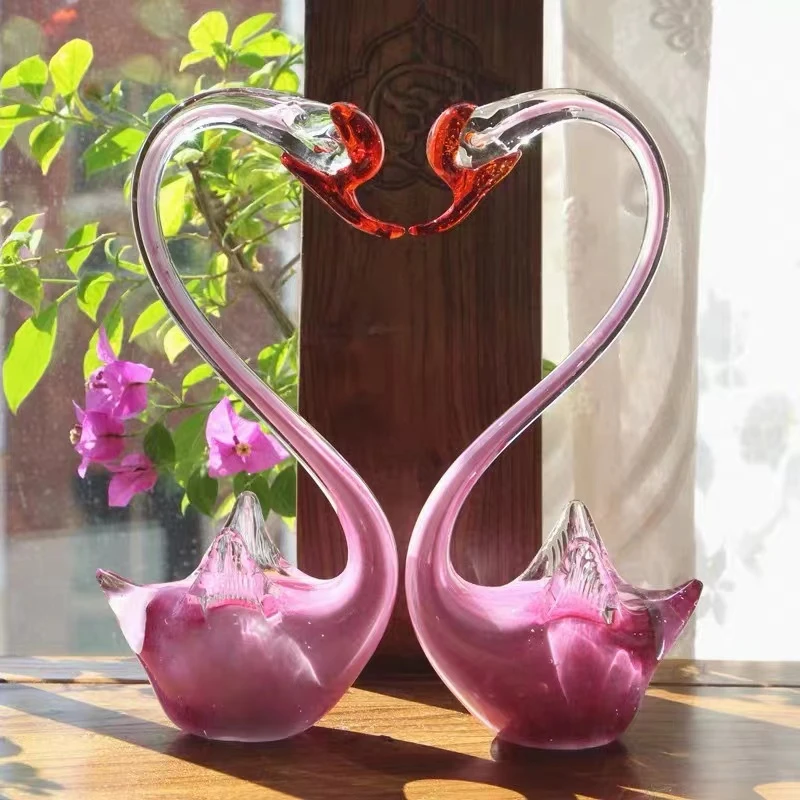 轻奢创意陶瓷天鹅摆件工艺一对客厅电视柜酒柜花器装饰品结婚礼物