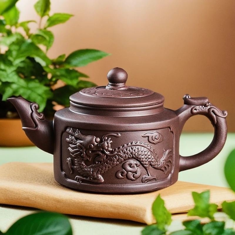 手工宜兴朱泥壶过滤家用功夫大号茶杯紫砂壶茶道用具泡茶壶大容量