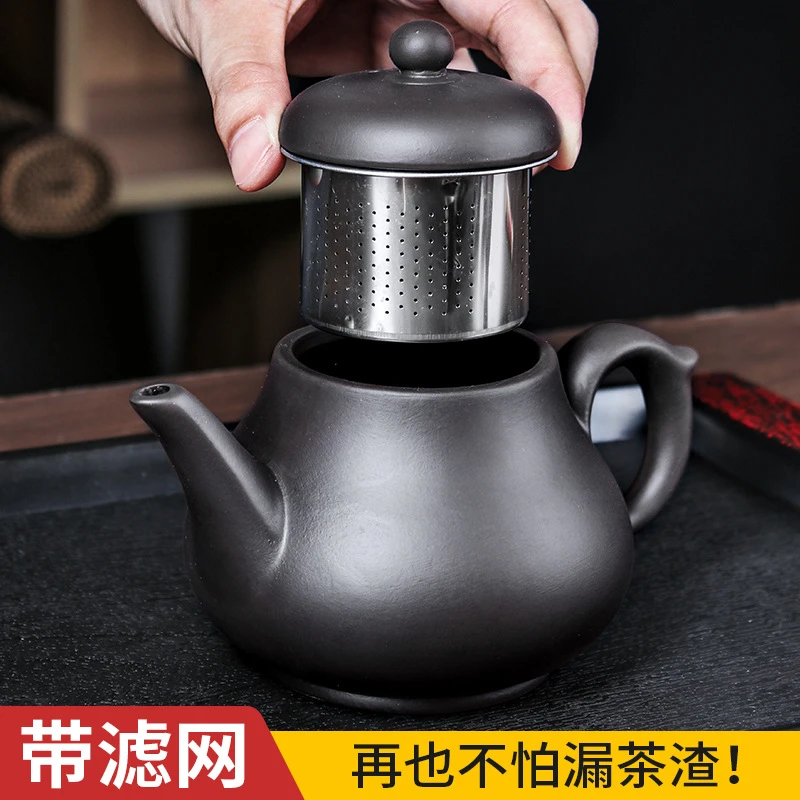 宜兴紫砂壶大容量茶壶单壶内置不锈钢过滤泡茶壶礼瓷茶具茶道用具