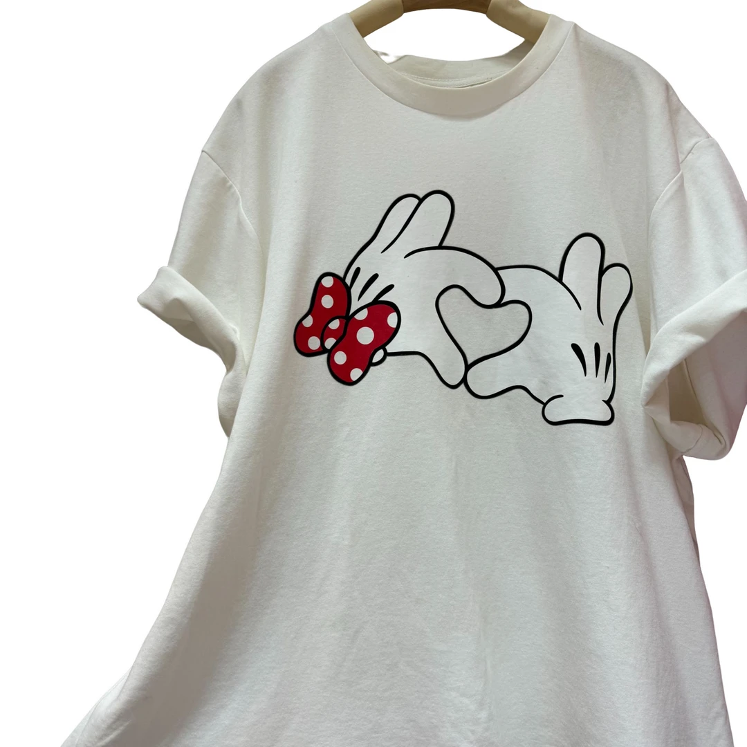 东大门绵绵米奇比心白色T恤