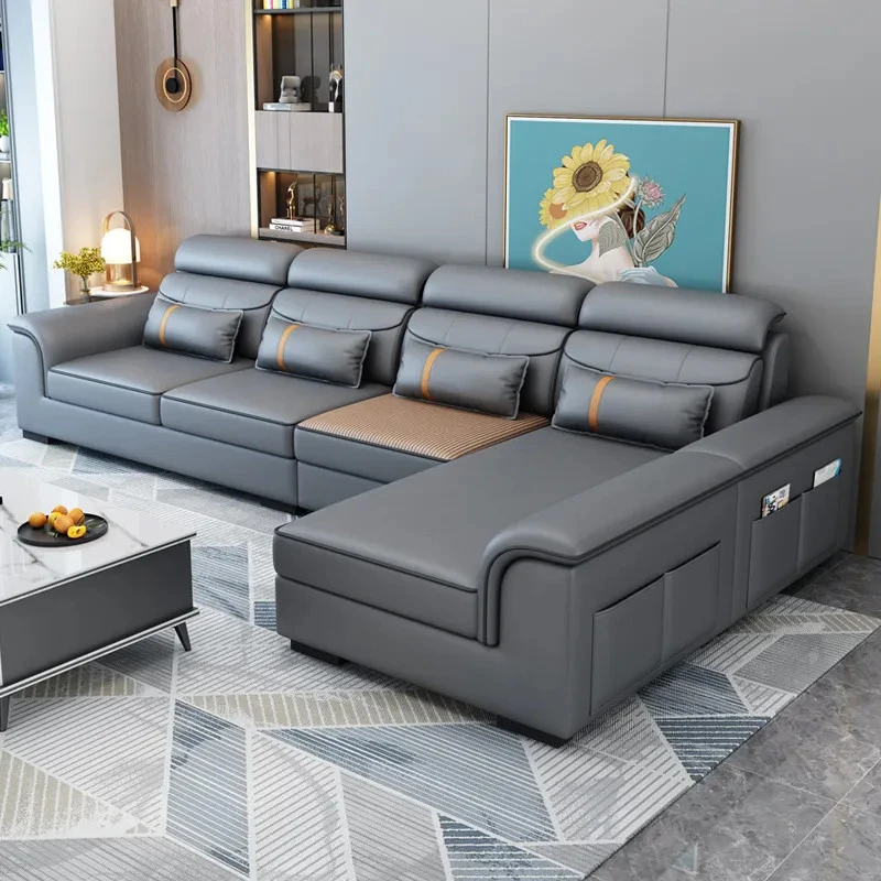 冬夏两用凉席沙发客厅北欧现代简约家用大小户型免洗猫爪皮沙发