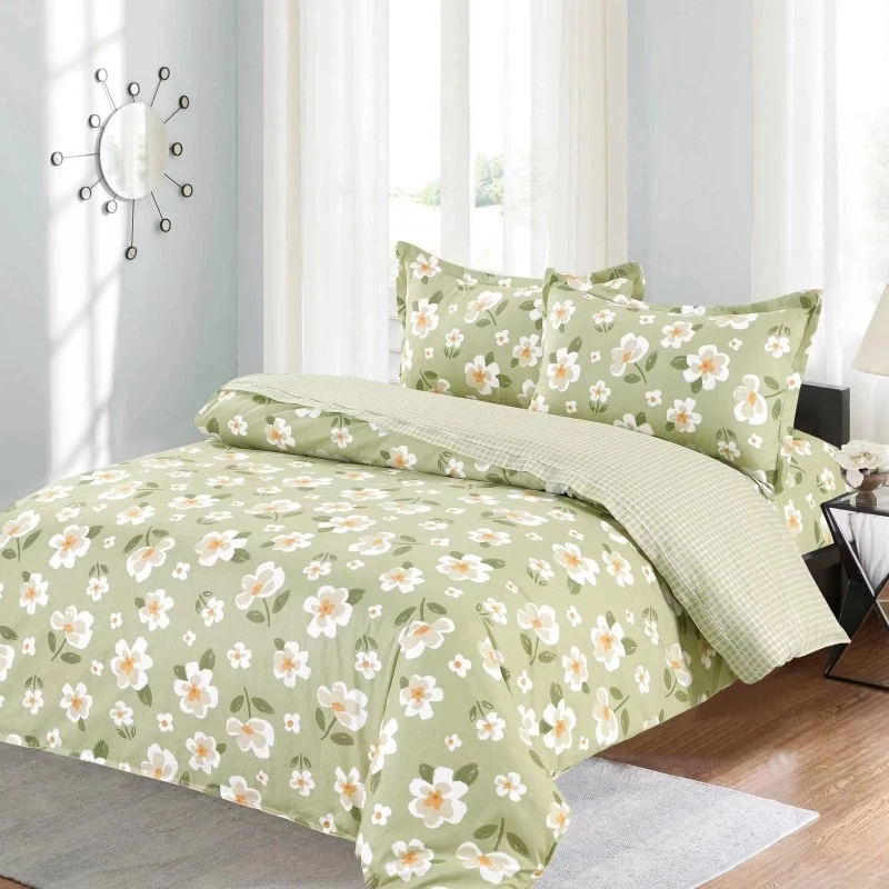 接缝款纯棉全棉学生被套新款柔软亲肤双人拉链式被罩-水仙花