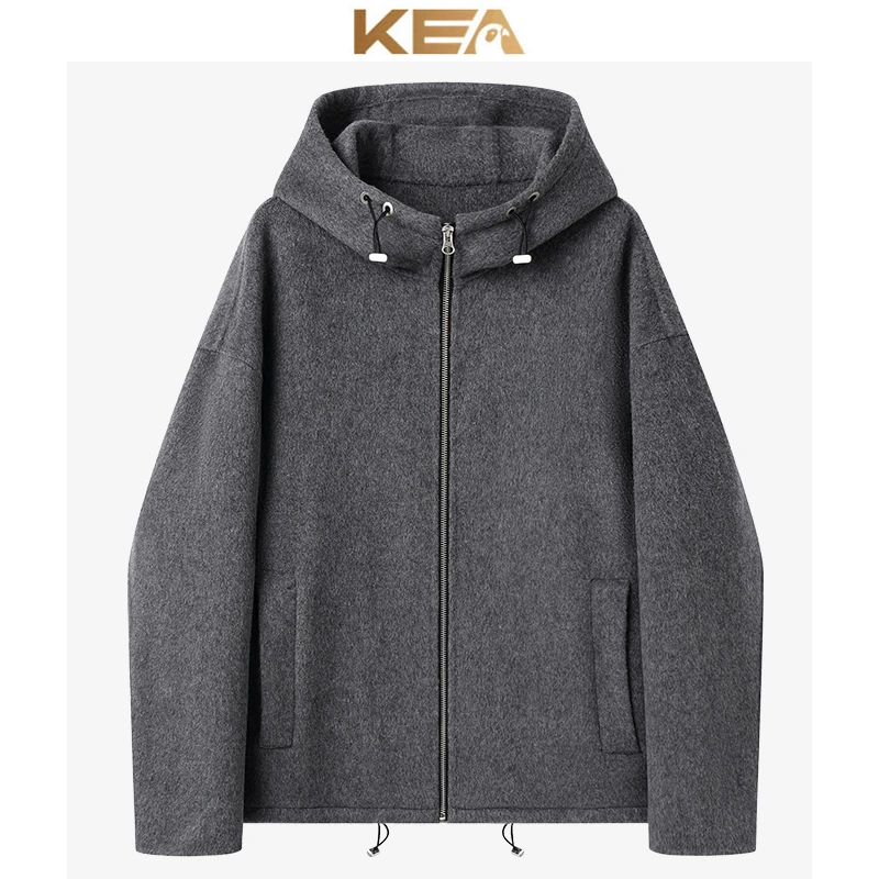 KEA连帽双面羊毛呢夹克外套男款新款加厚呢子秋冬款