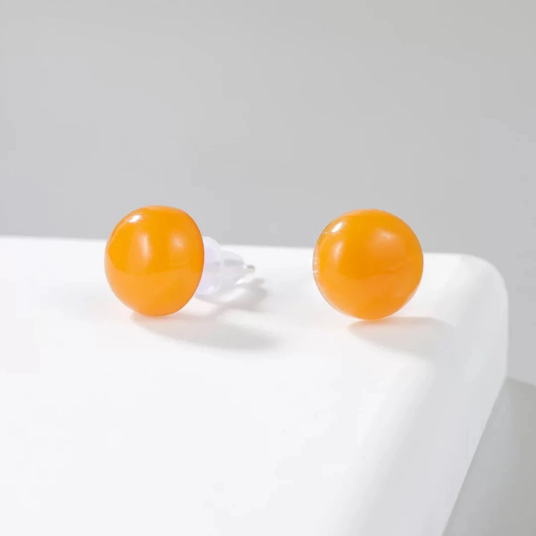 S&A赛吉天然琥珀耳环时尚气质S925银镶嵌蜜蜡耳环耳饰耳钉黄色