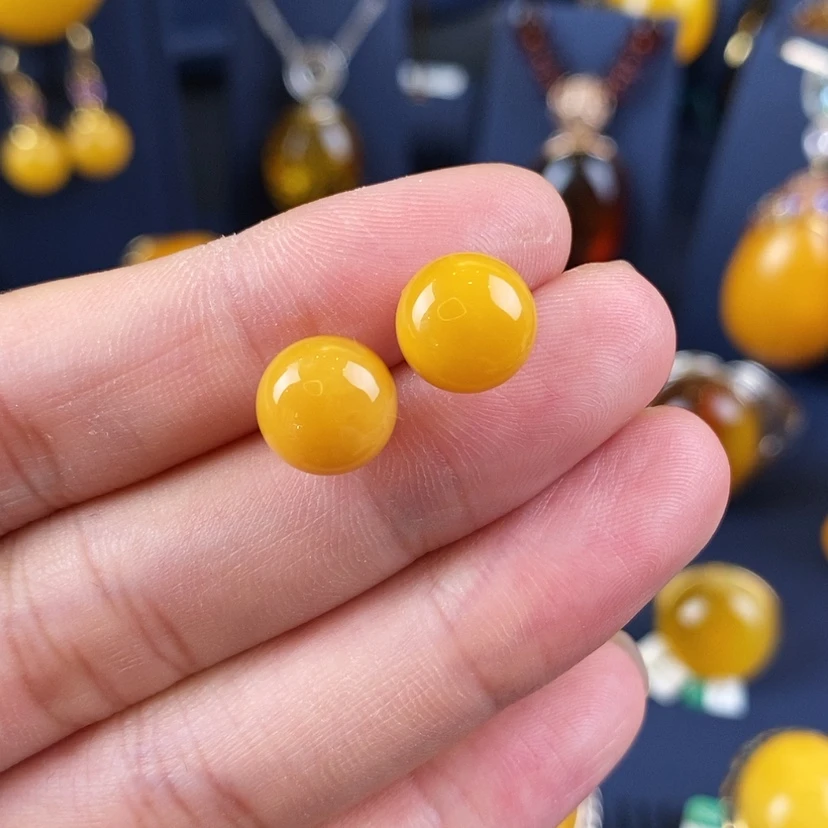 【闪购商品】蜜蜡耳钉银S925镶嵌