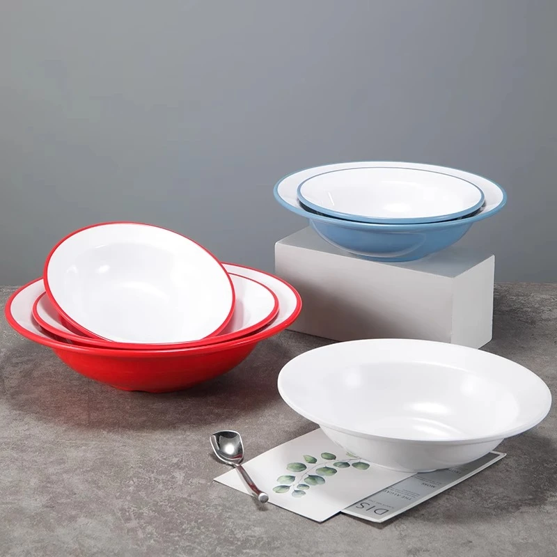 密胺草帽盘餐厅饭店菜盘酸菜鱼猪脚饭汤碗商用塑料拌面盖饭沙拉碗