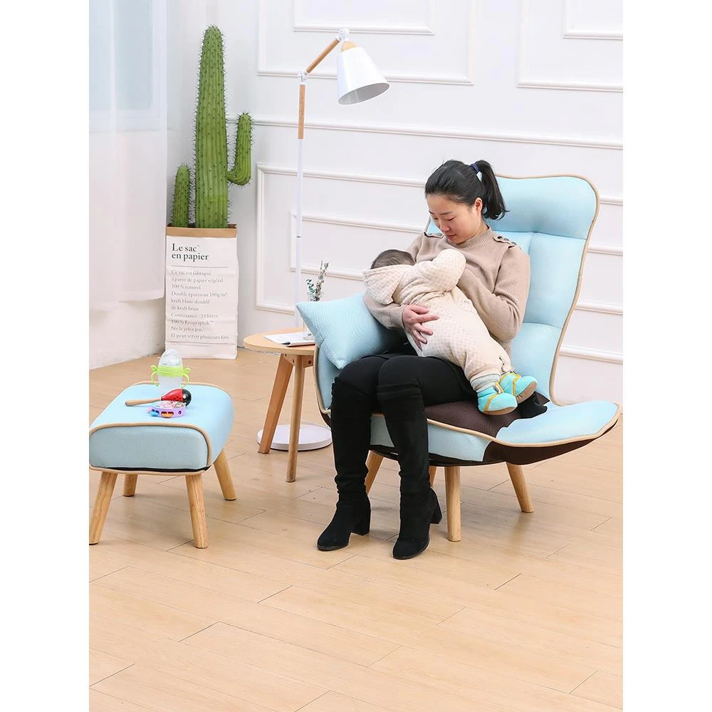 喂奶椅子单人孕妇靠背哺乳椅阳台躺椅休闲懒人沙发卧室躺卧小沙发