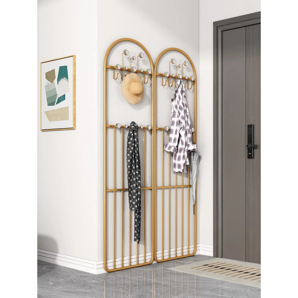 免打孔门后挂衣架卧室墙上衣帽架入户门挂衣板壁挂式贴墙衣服架子